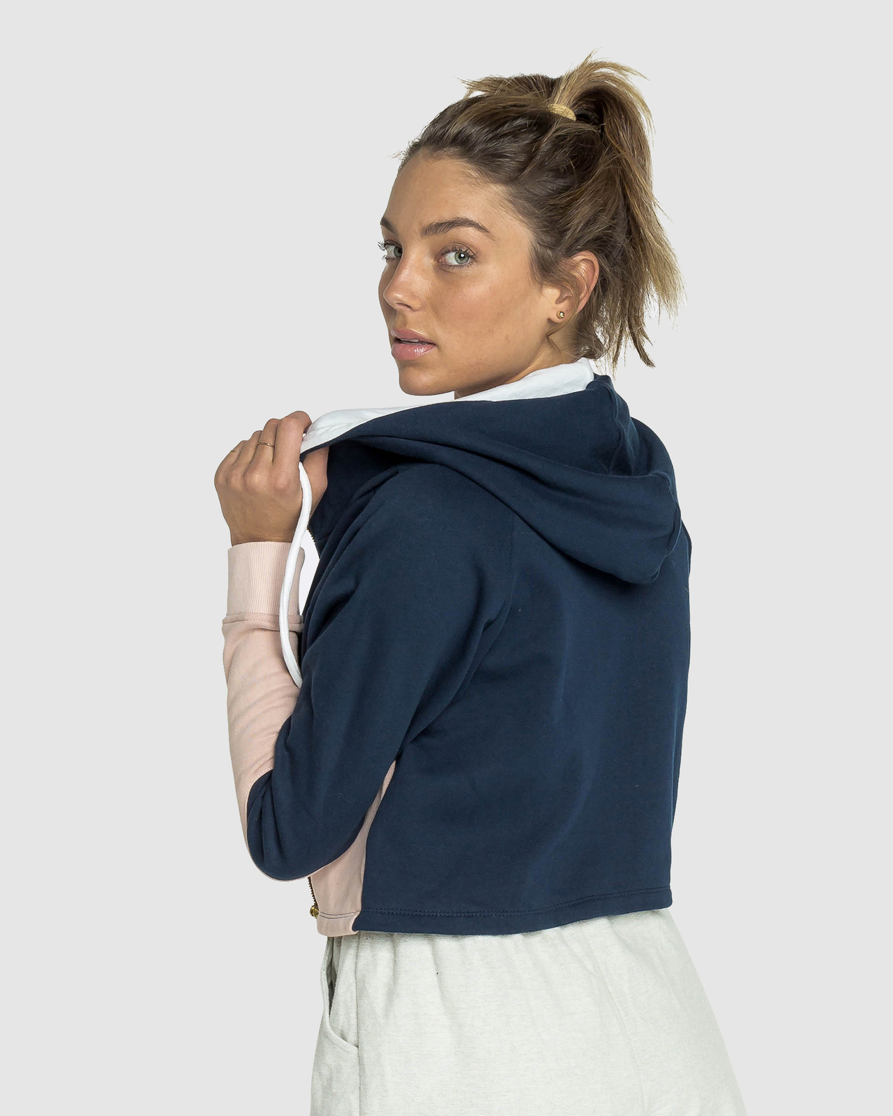 Blocked Cropped Hoodie