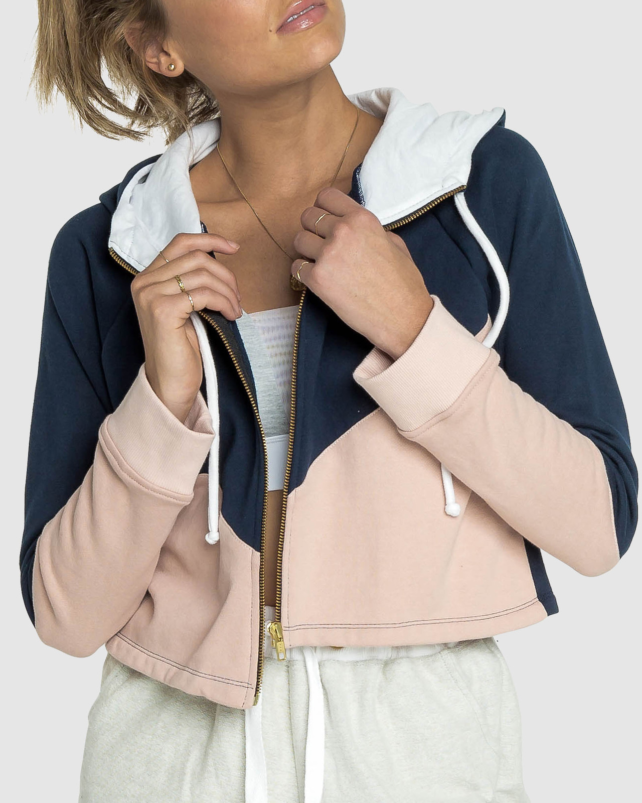 Blocked Cropped Hoodie