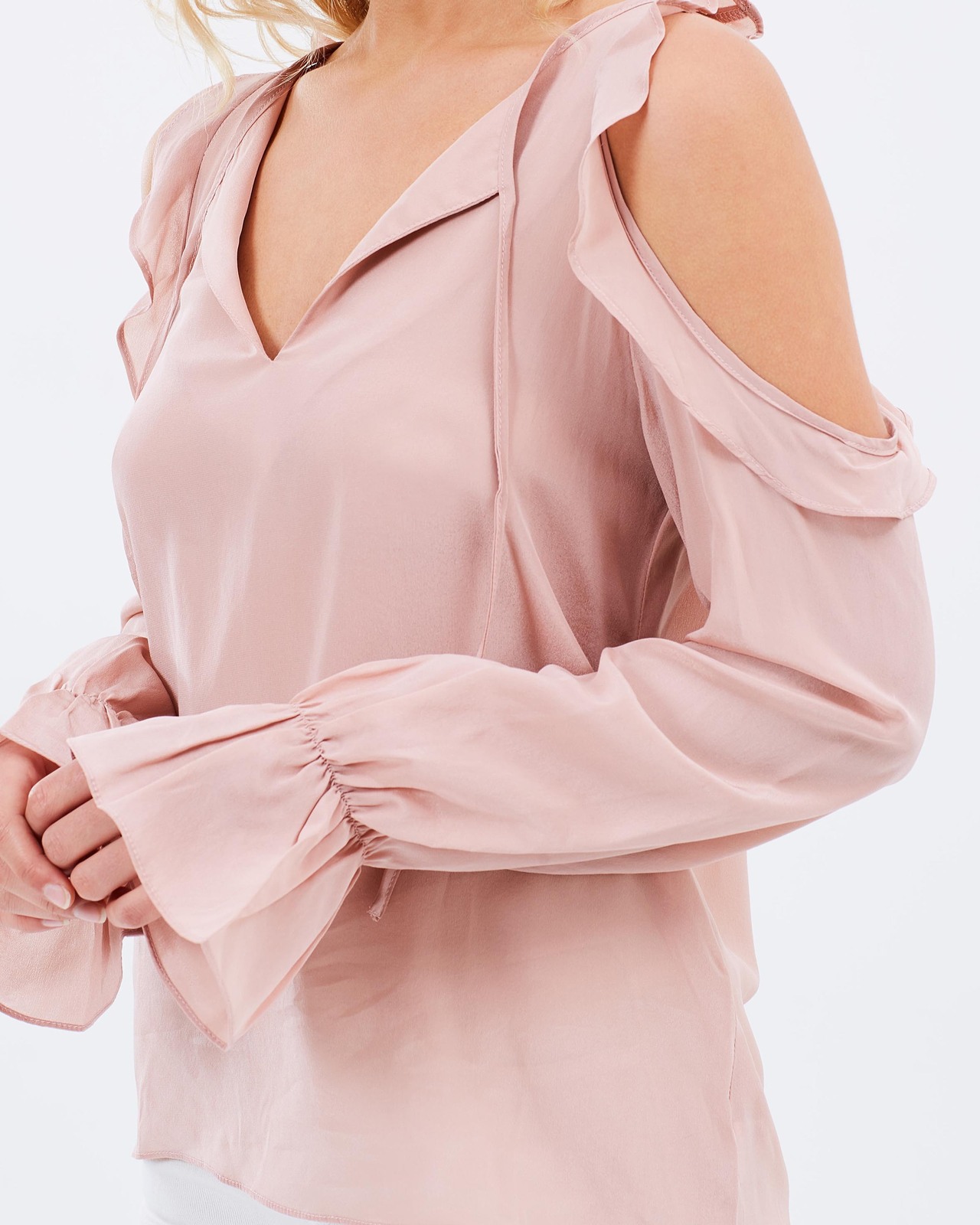 Shine on Silk Cold Shoulder Blouse