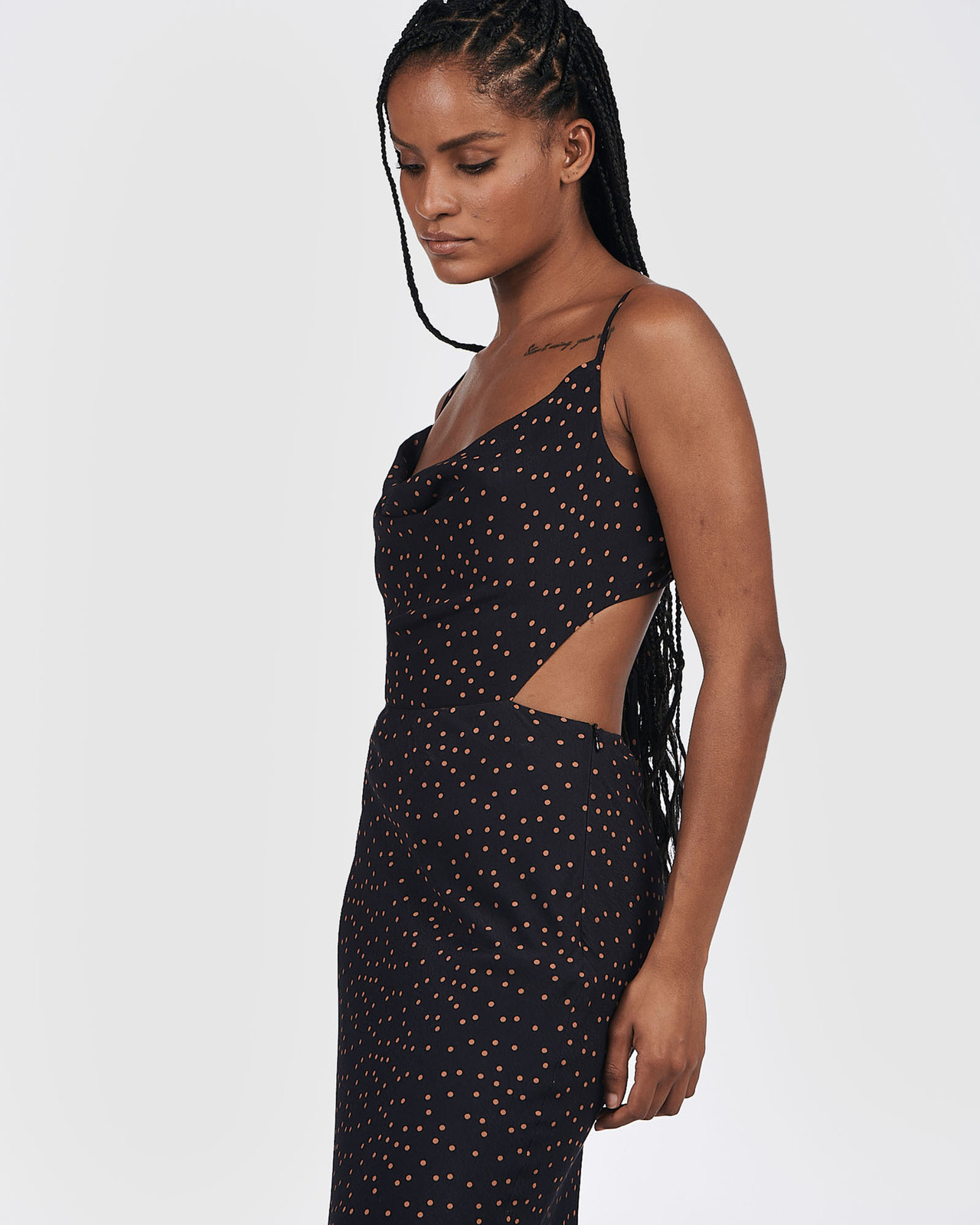 charlie holiday polka dot dress Satin Polka Dot Scarf Mini Dress Red – Clothe Boutique main image 1