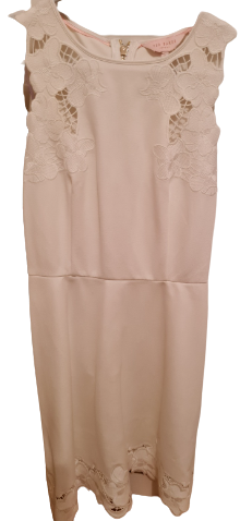 ted baker gabie dress ivory Ted Baker London Gabie One Shoulder Drape Sash Ivory Midi Dress US Size 1  NWT