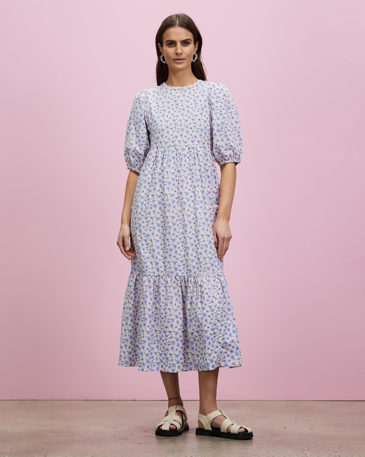 Clarice Ditsy Rik Rak Back Detail Dress