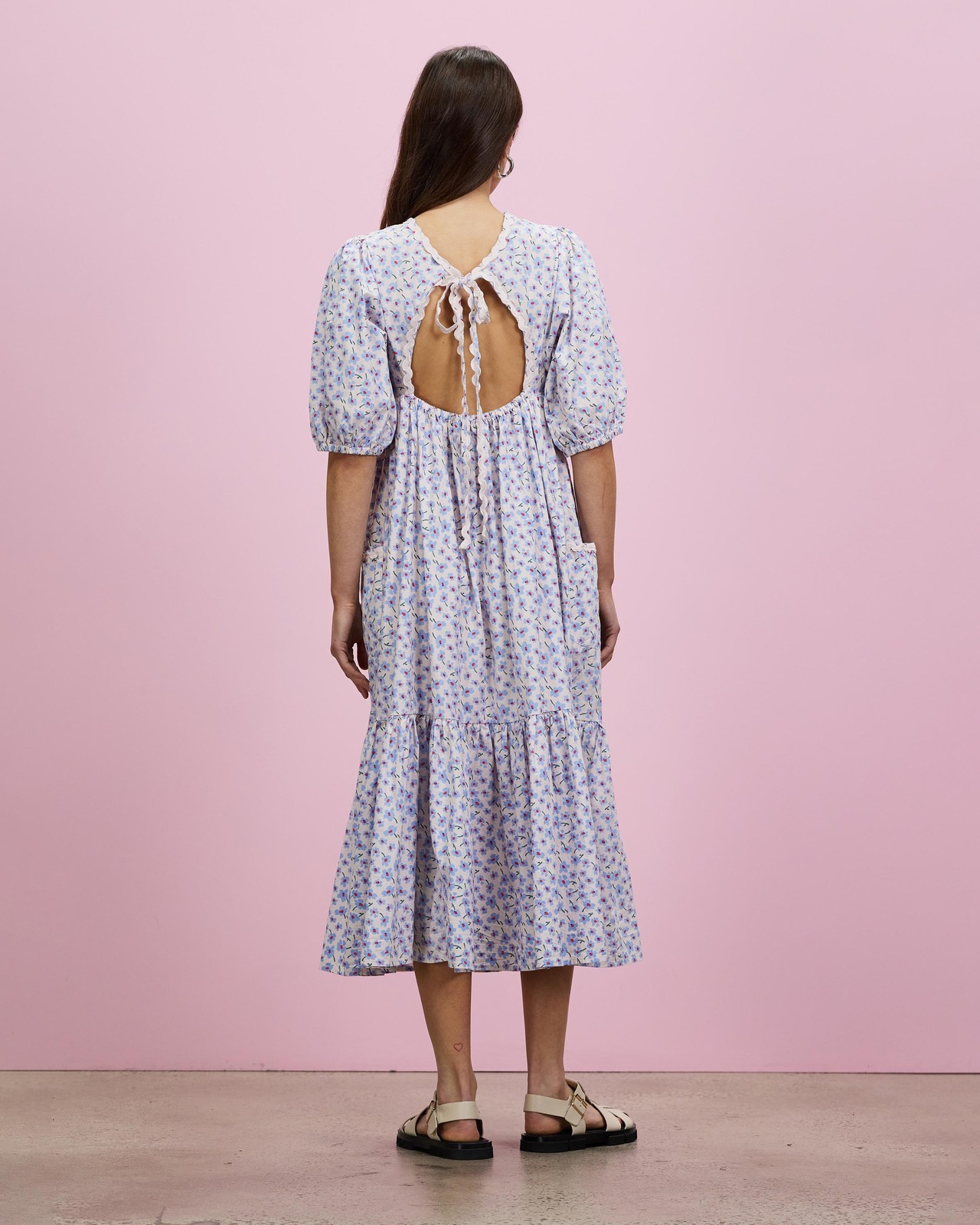 Clarice Ditsy Rik Rak Back Detail Dress