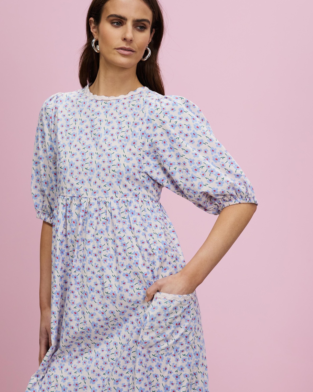 Clarice Ditsy Rik Rak Back Detail Dress