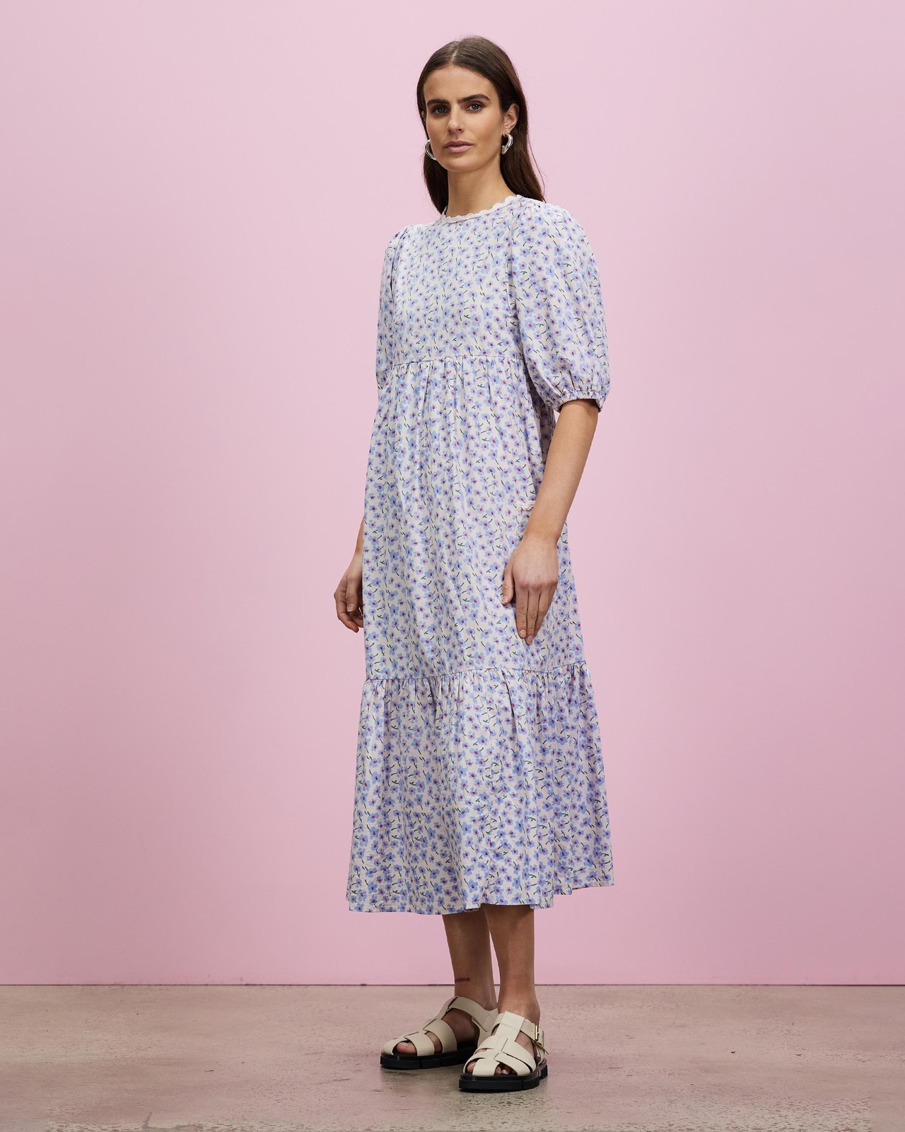 Clarice Ditsy Rik Rak Back Detail Dress