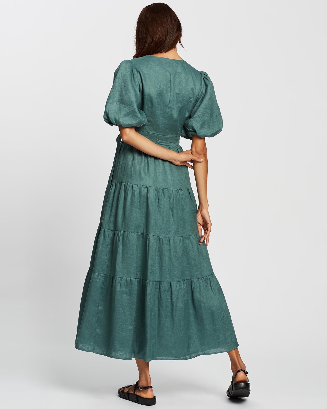 Tiered Linen Midi Dress