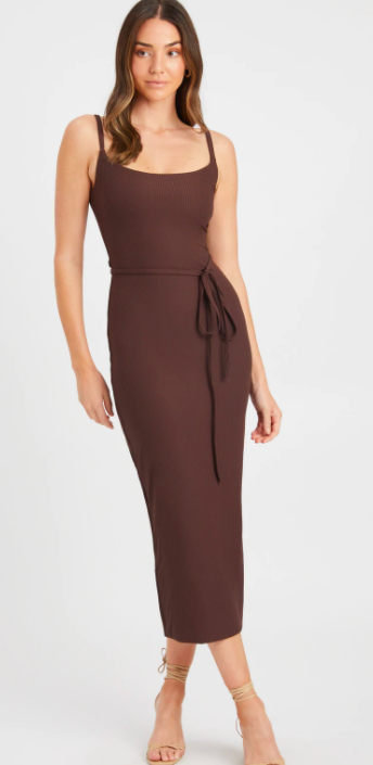 HANSON MIDI DRESS BROWN Size 12