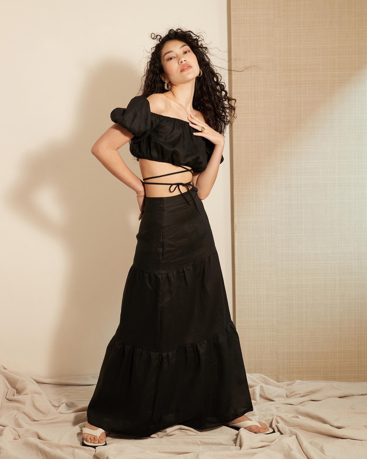 aereアエレ / high-waist tuck skirt high-waist tuck skirt ( grey ) - made in Japan - | aéré