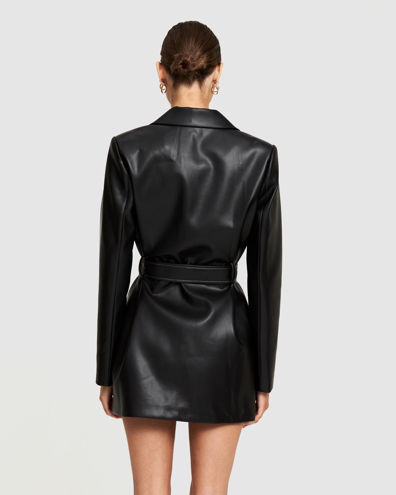 milly leather dress Milly Faux Leather Mini Dress in Black main image 1