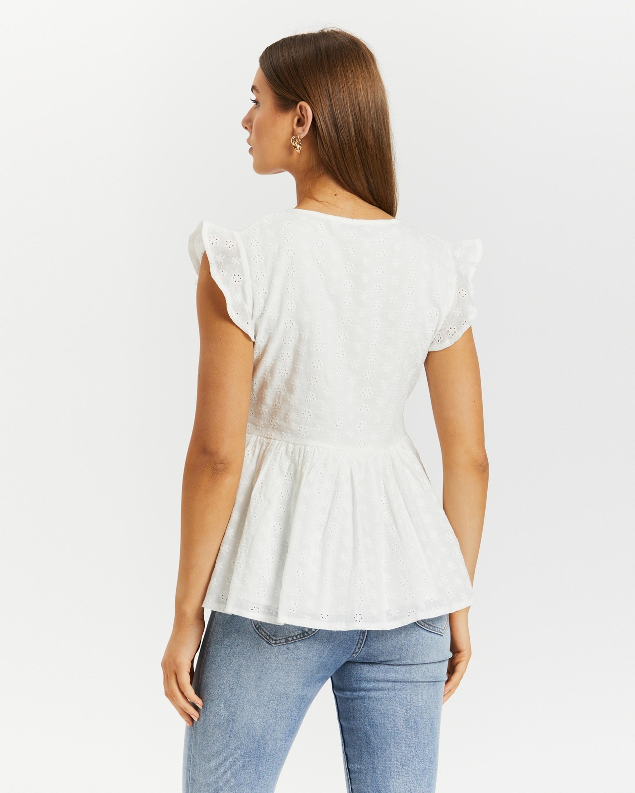 Louisa Broderie Frill Sleeve Top