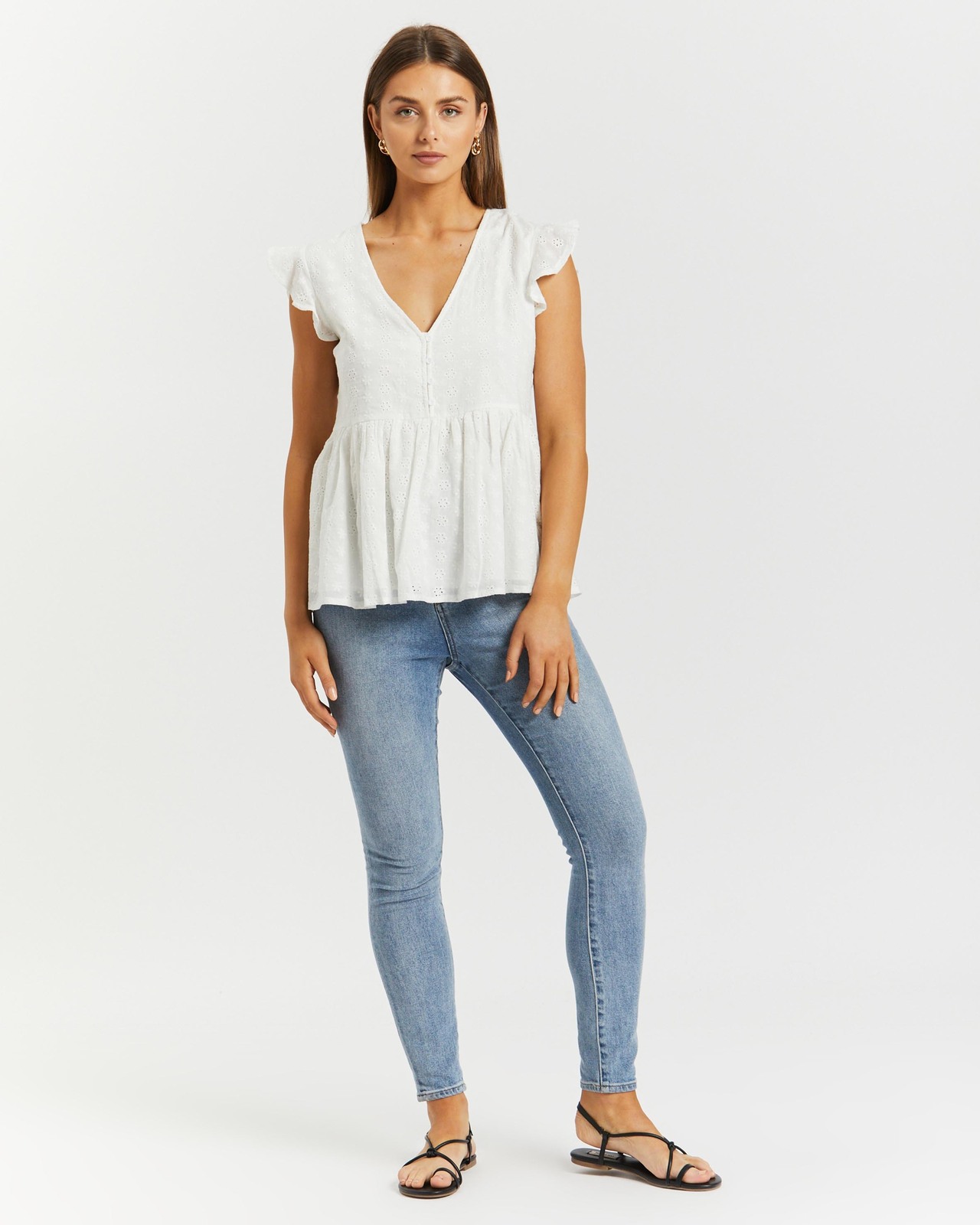 Louisa Broderie Frill Sleeve Top