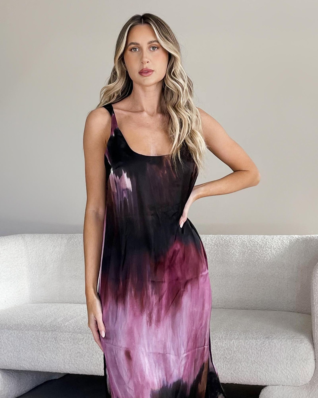Tie Dye Satin Midi Slip