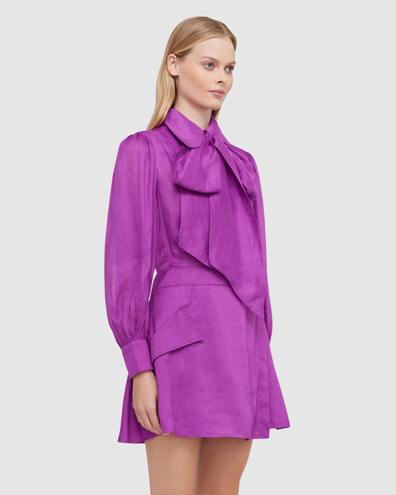 Viridian Silk Linen Mini Dress