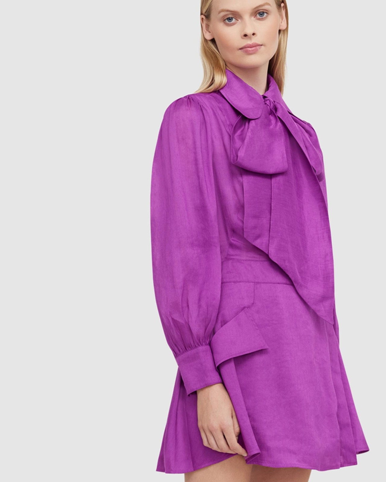 Viridian Silk Linen Mini Dress