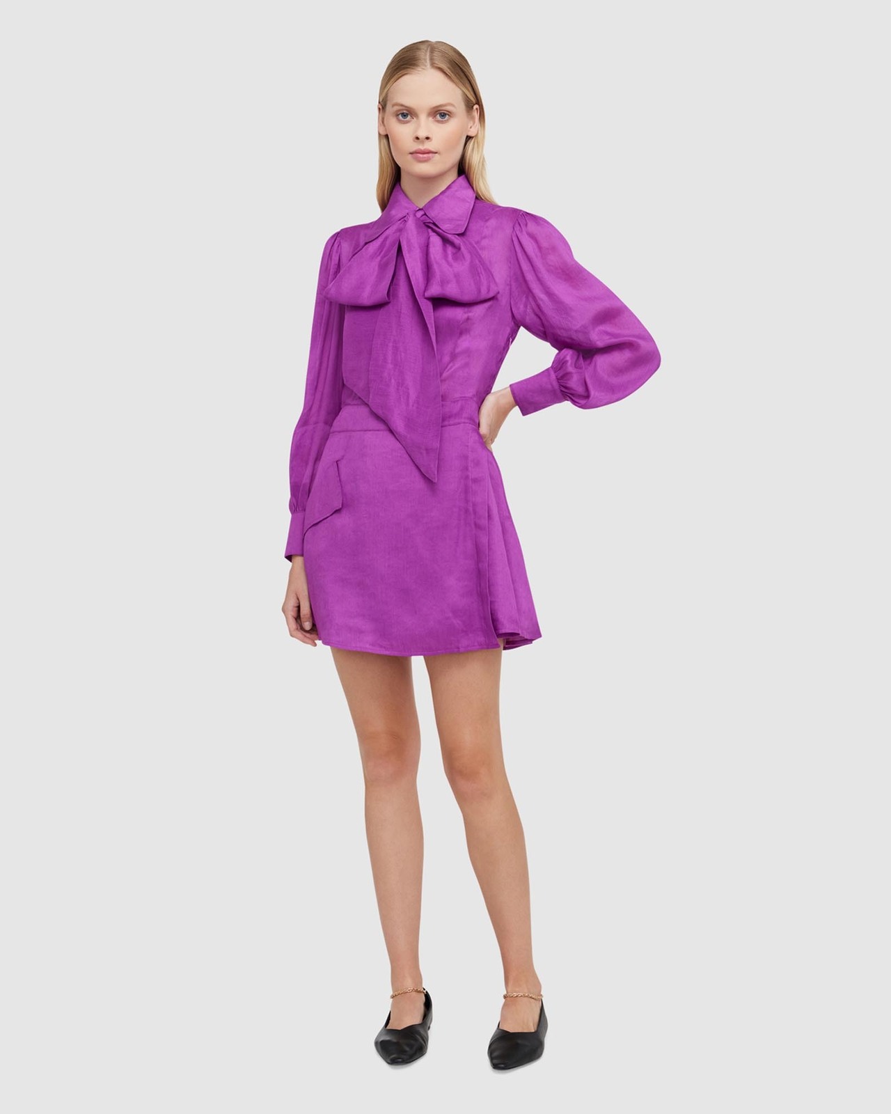 Viridian Silk Linen Mini Dress