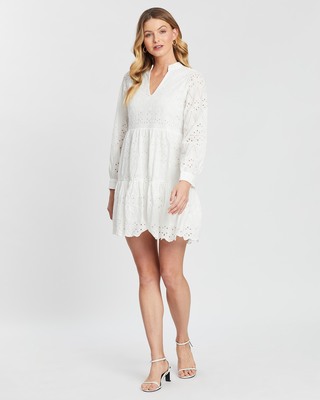 knee length dresses for ladies White Floral Lace Dress main image 0