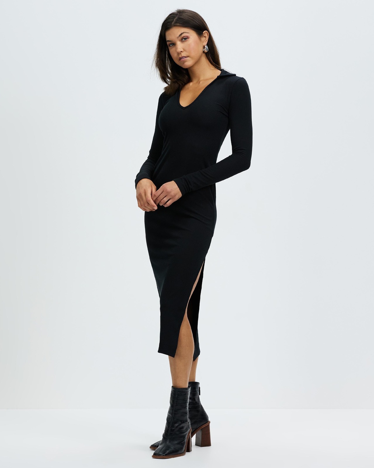 chinese dress ladies Open Back Long Sleeve Midi Dress – HAE-us main image 1