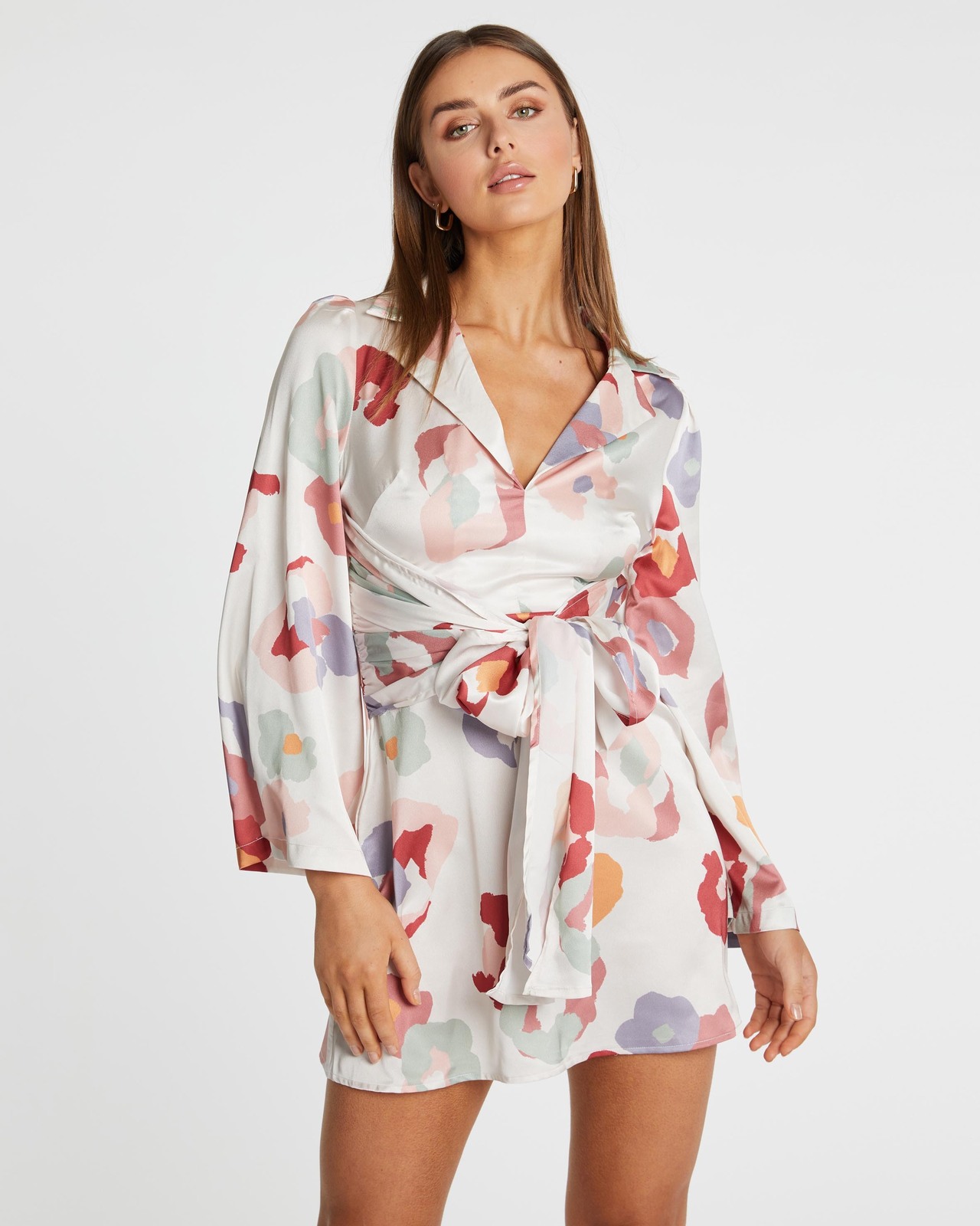 Floral Tie Front Mini Dress