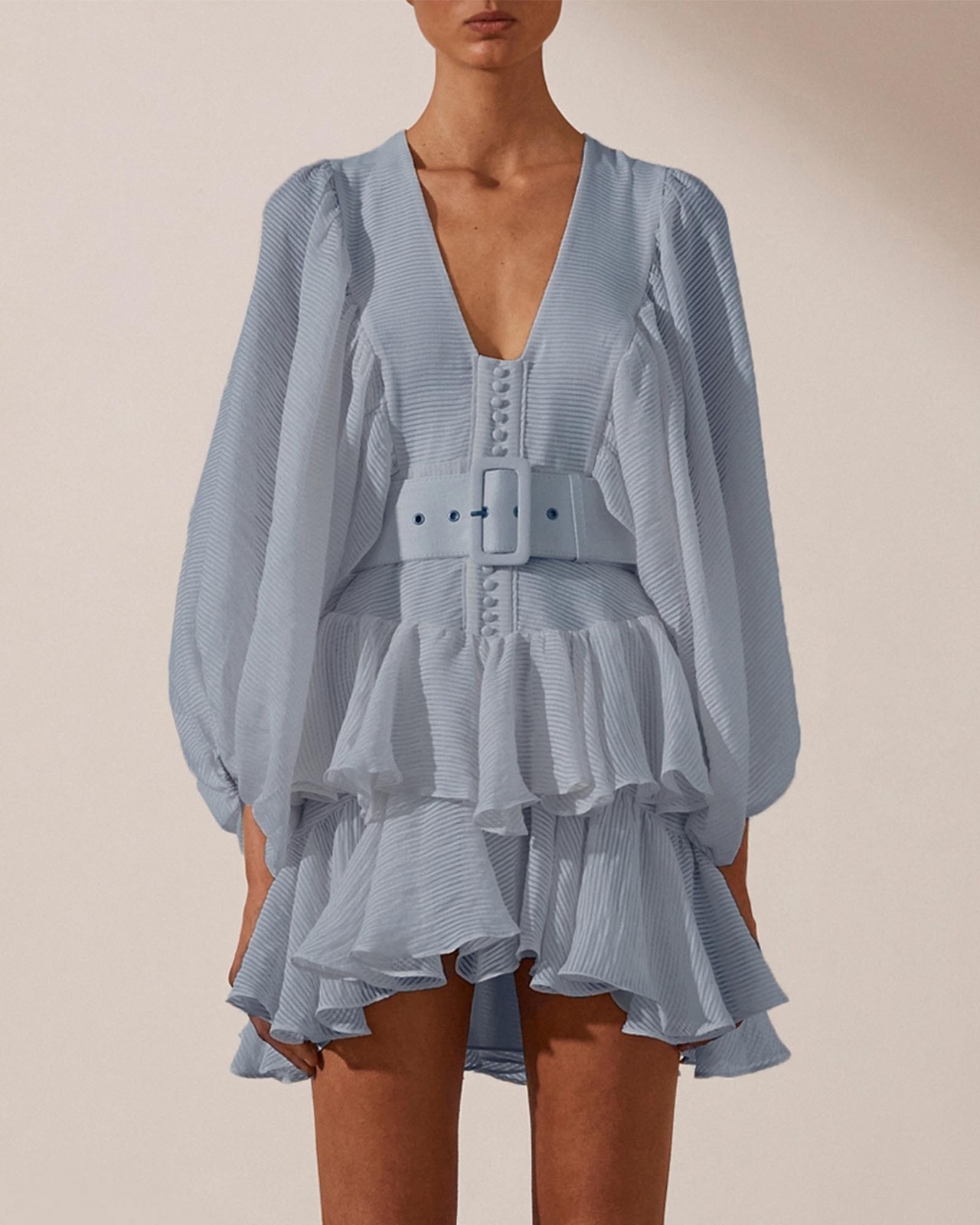 Shona Joy Charlotte Plunged Draped Mini Dress