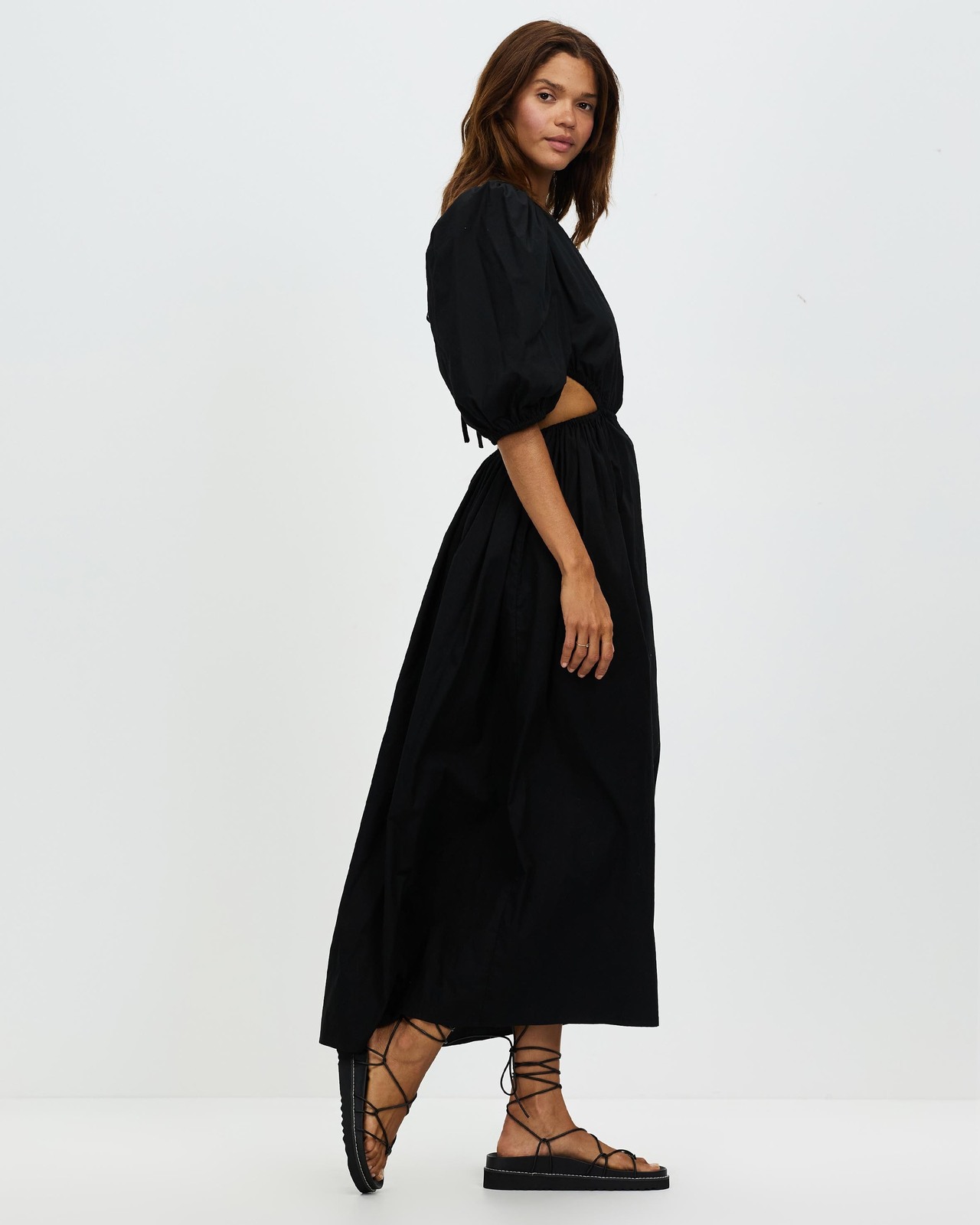 white christmas dresses Ishtar One Shoulder Cut Out Maxi Dress in Black