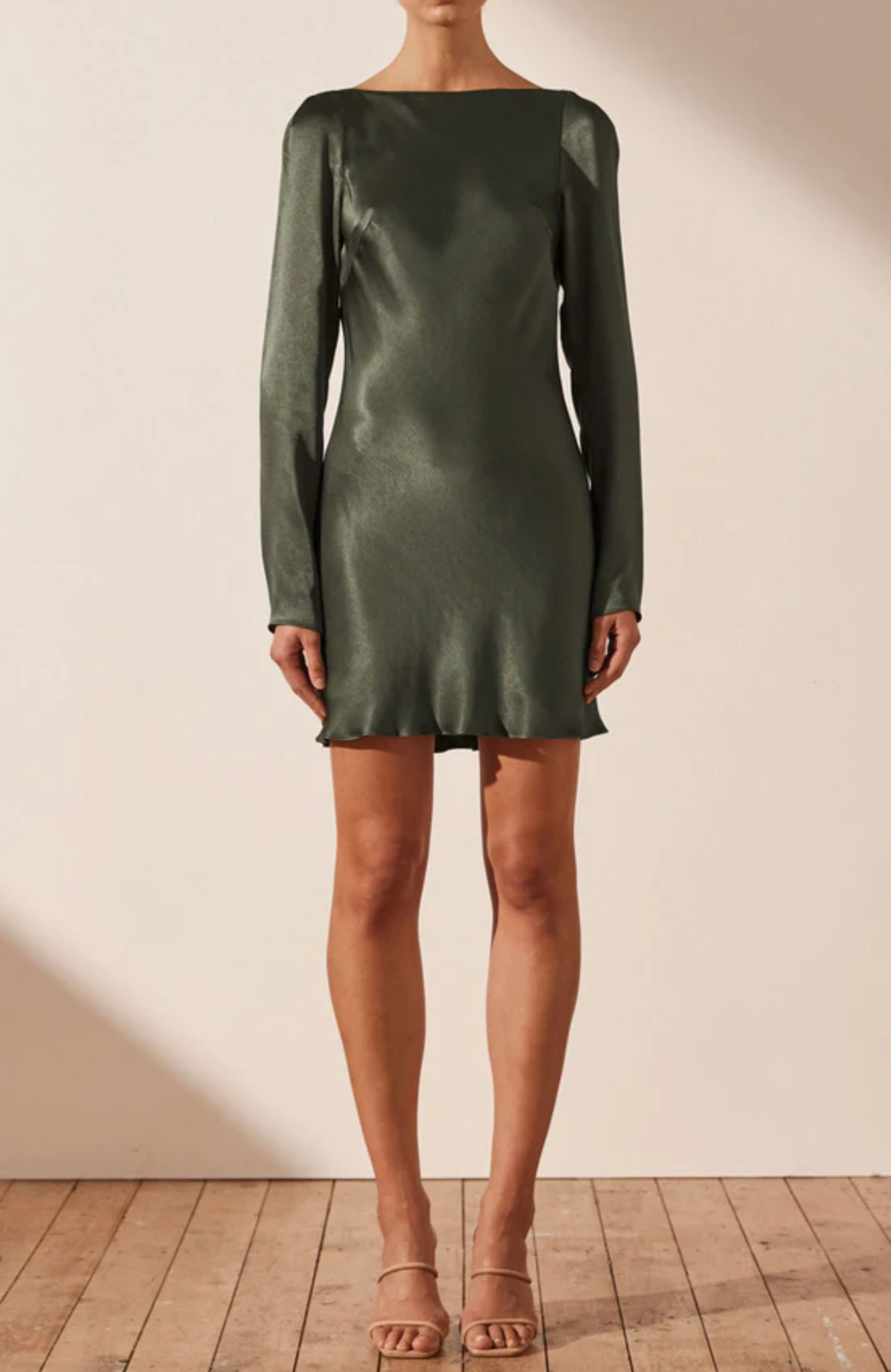 Shona Joy Giorgia Long sleeve Backless Mini dress Size 10 - FOREST - AirRobe