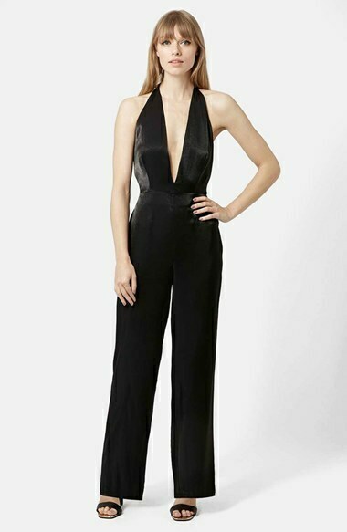 Black Satin Halter Jumpsuit
