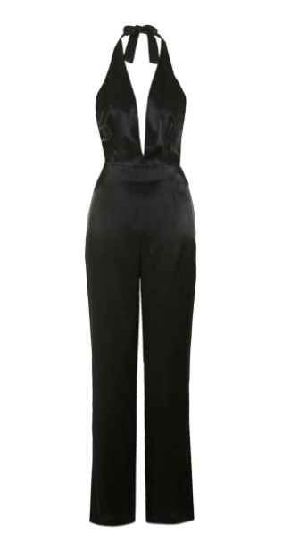 Black Satin Halter Jumpsuit