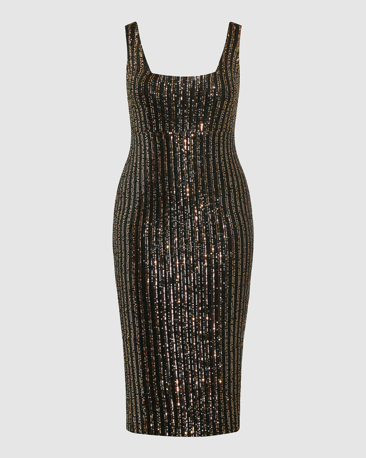slim fit dress slacks Reagan Fitted Sequin Dress - Gold Metallic Treasure Box Sequin Knit – The  Islands main image 0