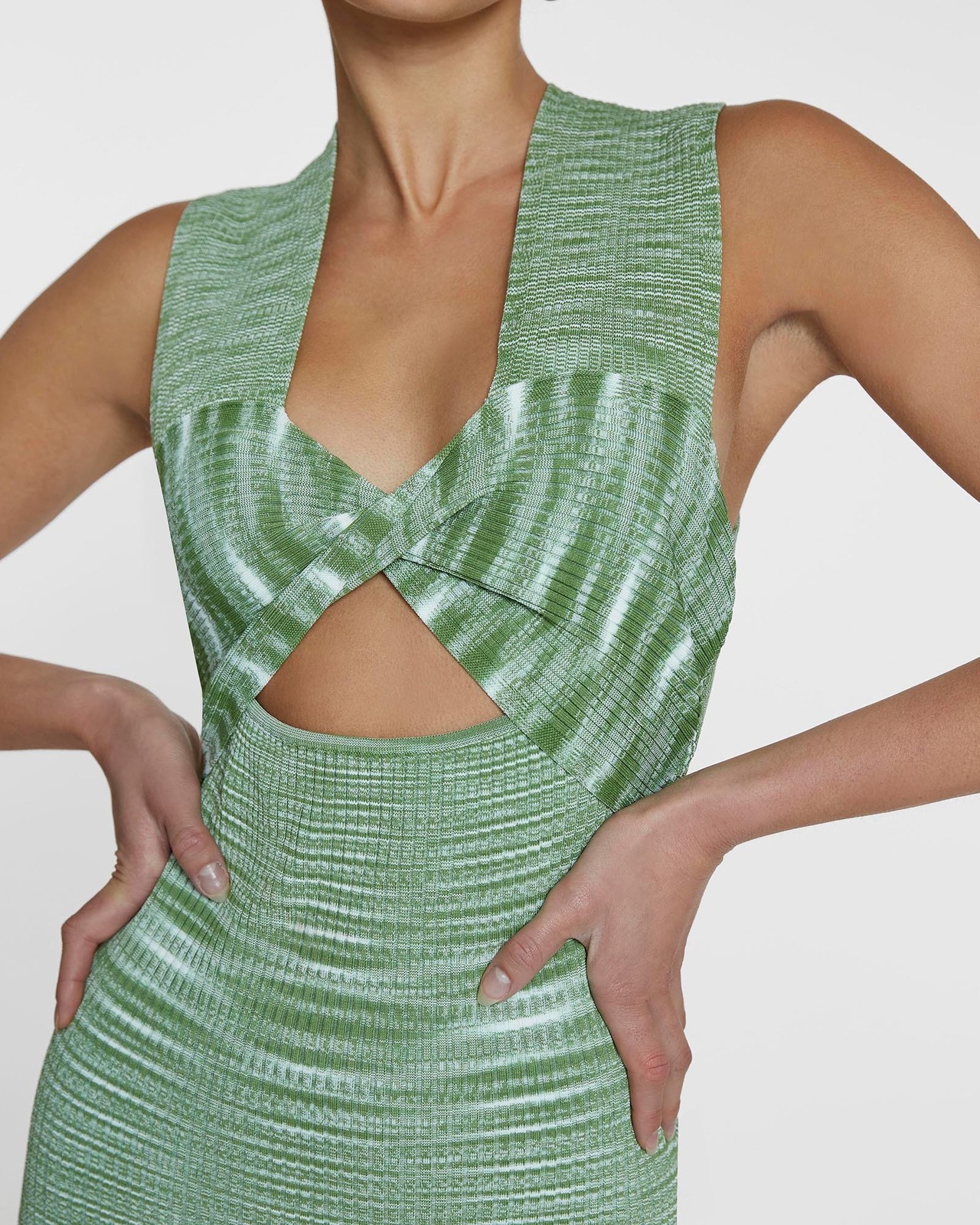 leora midi dress green Cassie Tie Neck Midi Dress main image 1
