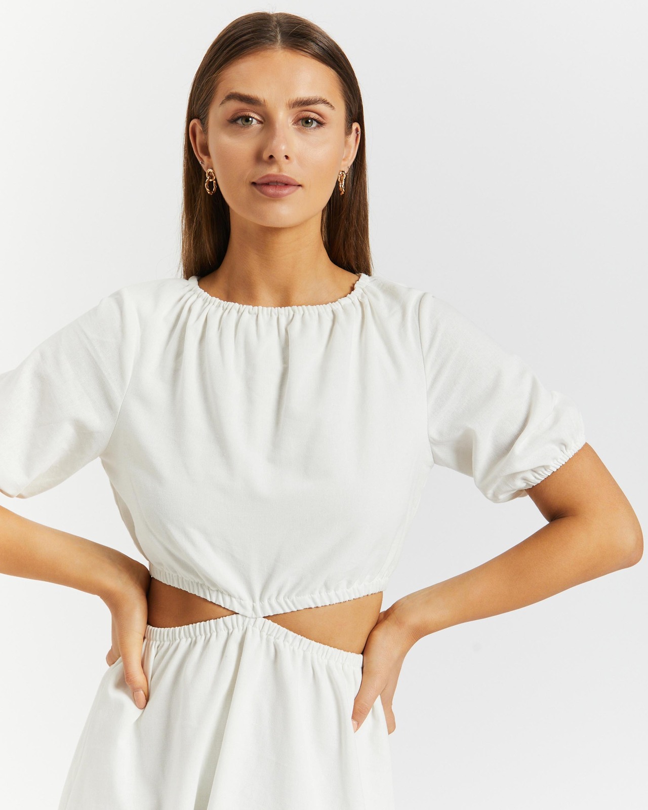Nora Short Sleeve Cut Out Midi Dress
