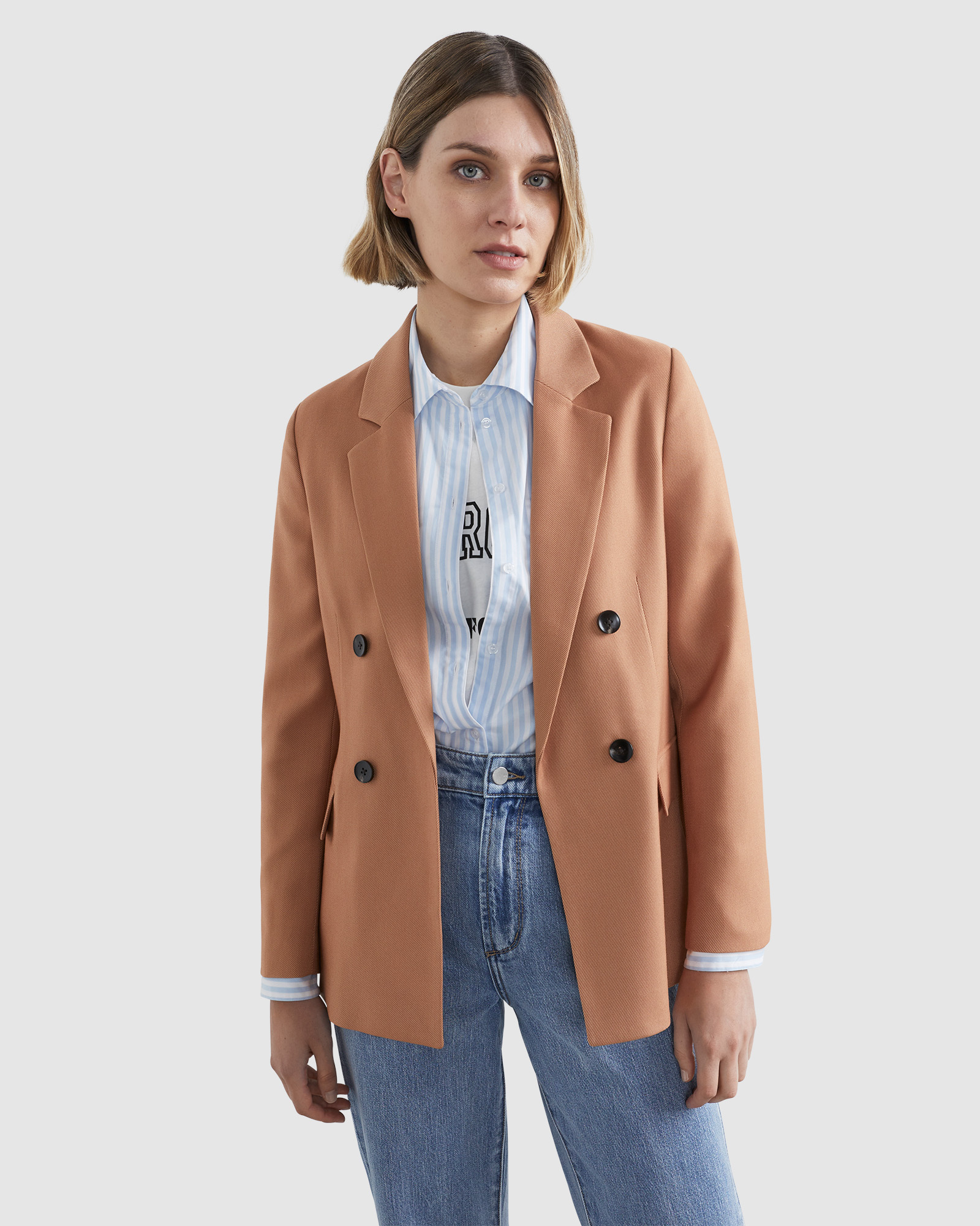 21AW] PE TWILL DOUBLE BREASTED JACKET-