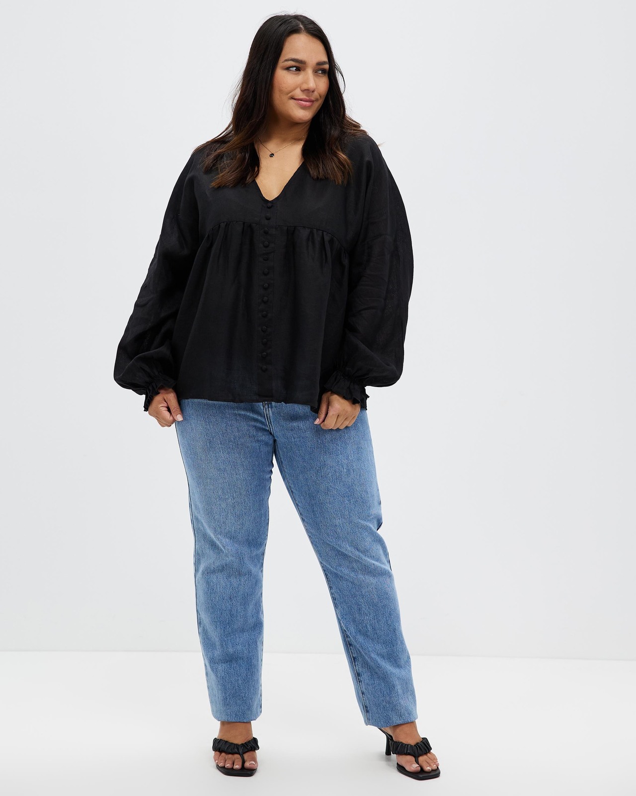Relaxed Linen Smock Top