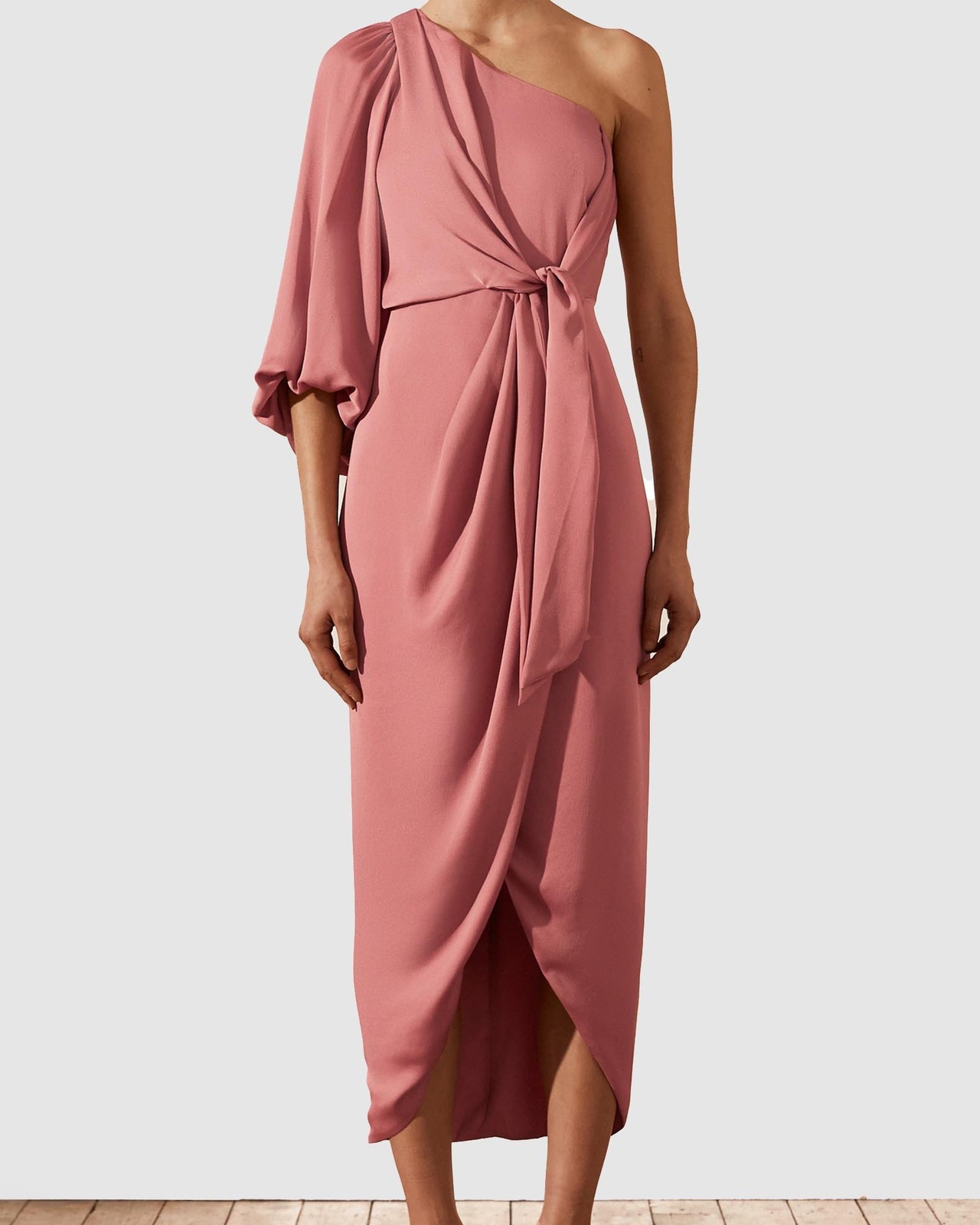 strapless open back dress La Lune Gathered One Shoulder Maxi Dress | Midnight | Dresses