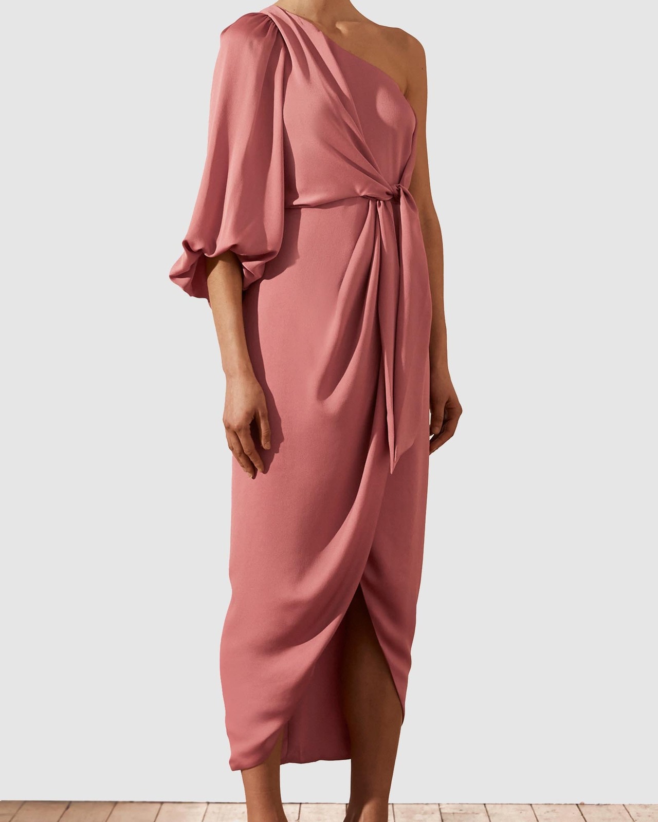Shona Joy Luxe Tie Front One Shoulder Cocktail Dress - AirRobe