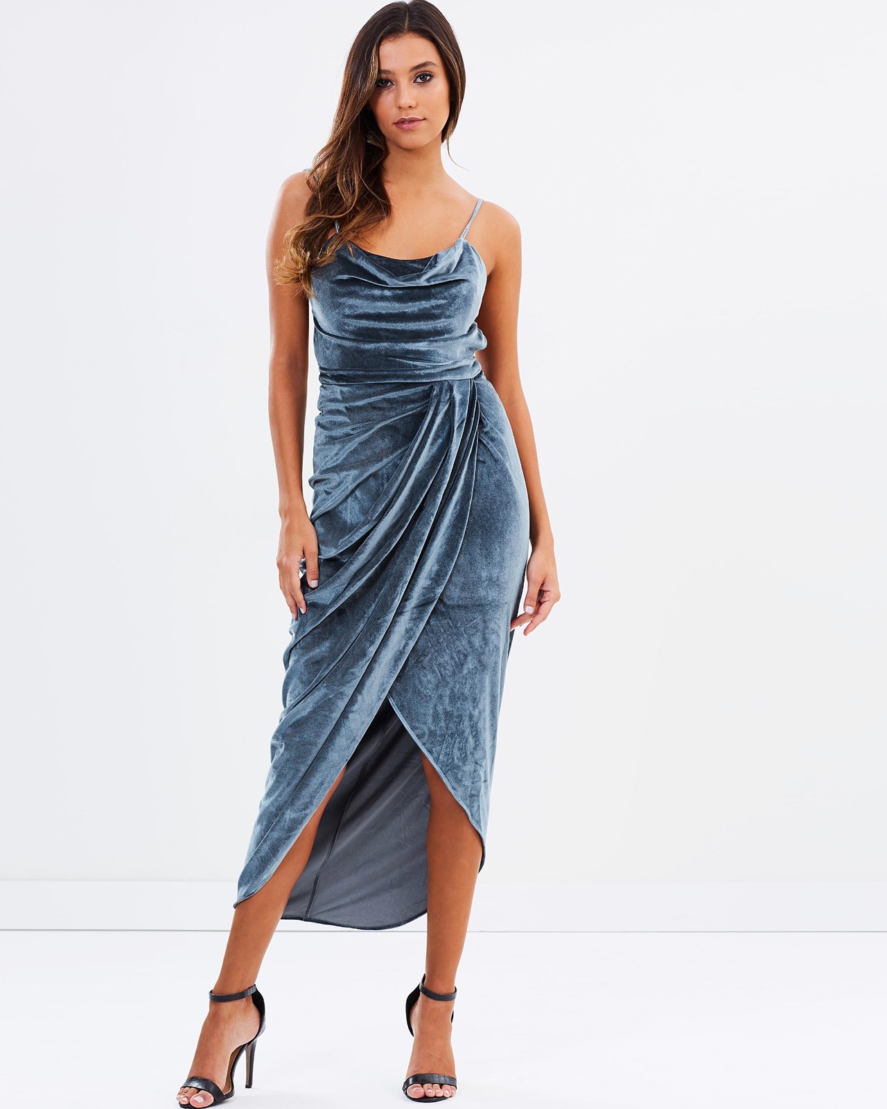 Electra Lace-Up Cowl Dress