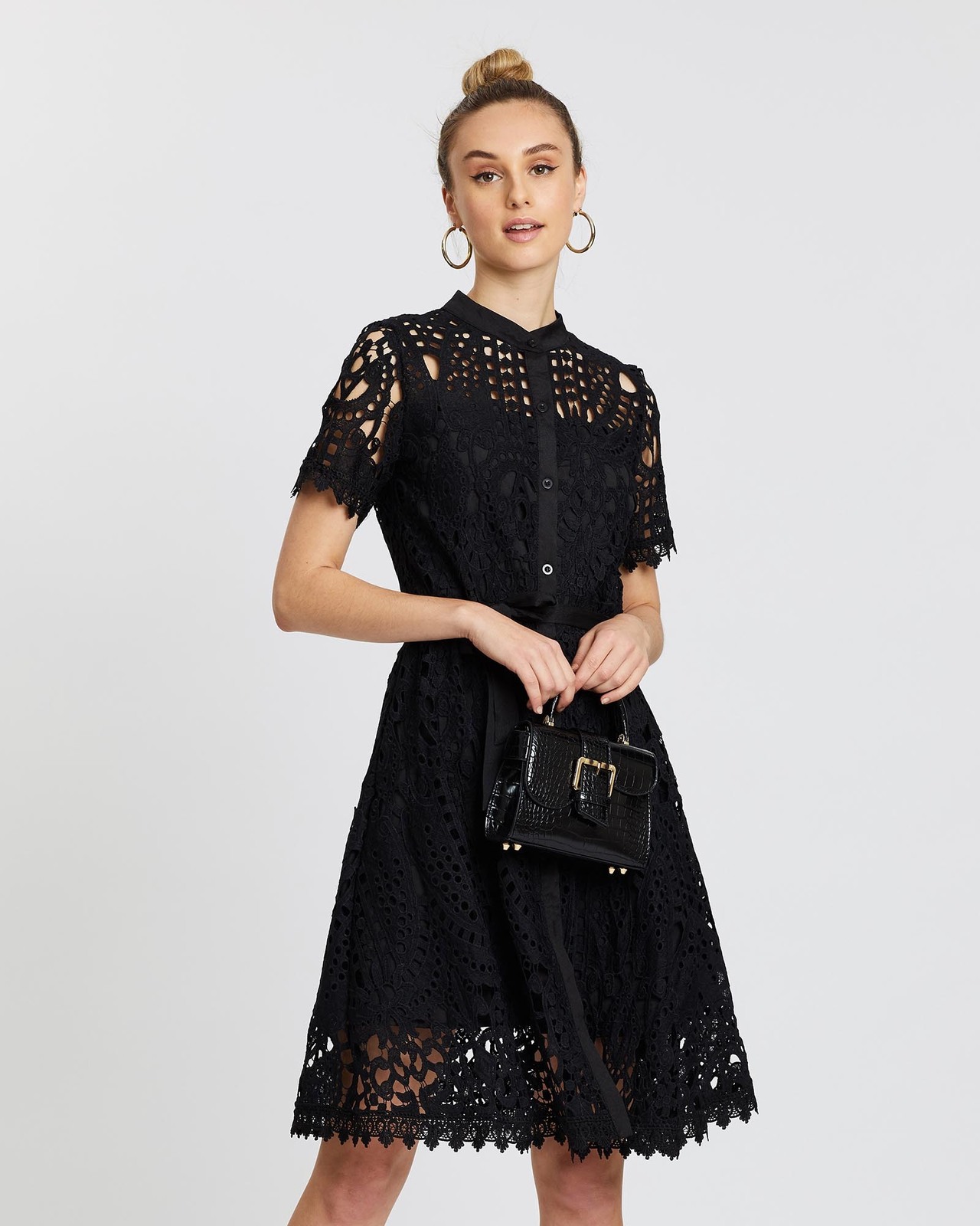 Bella Button Front Lace Dress