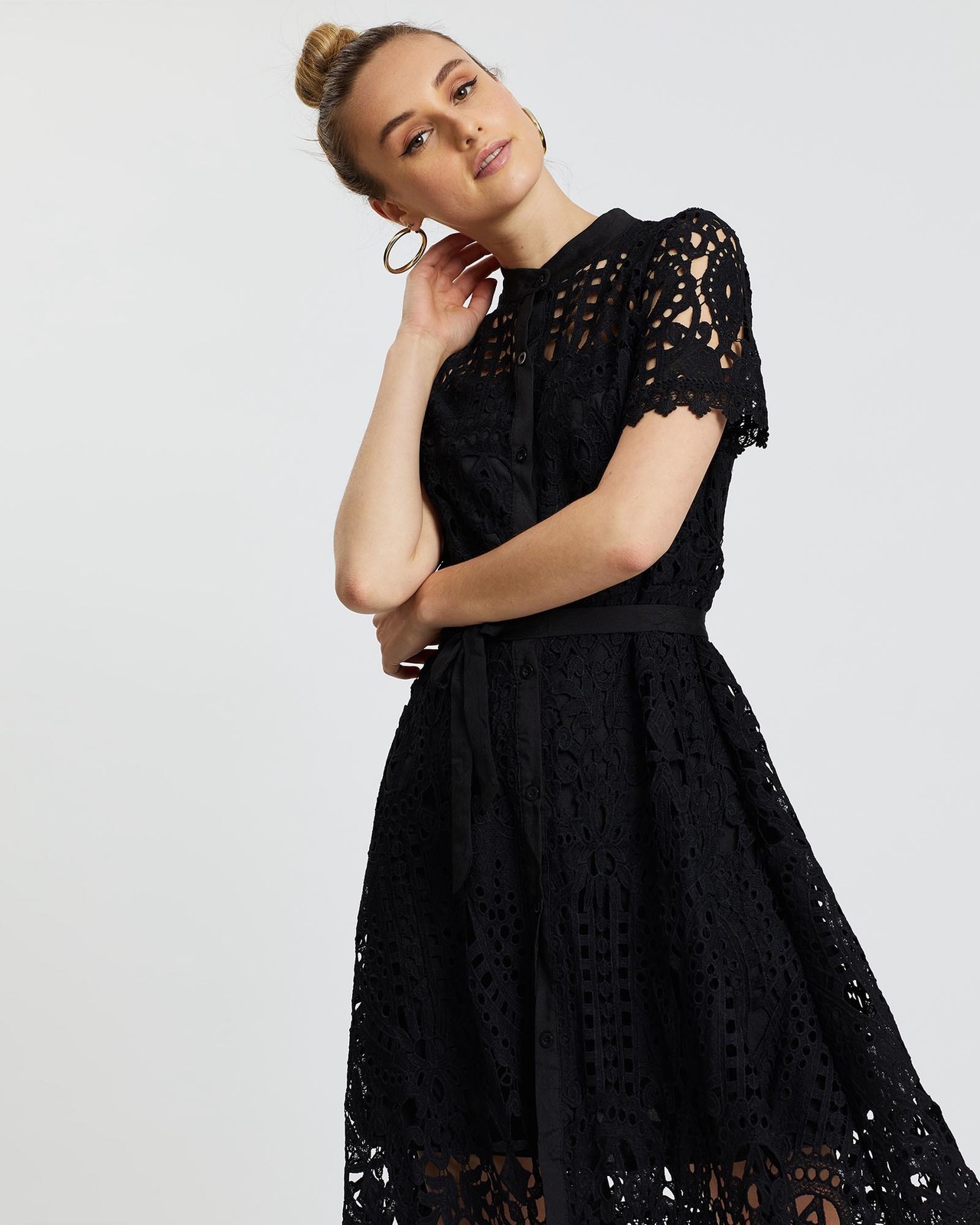 Bella Button Front Lace Dress