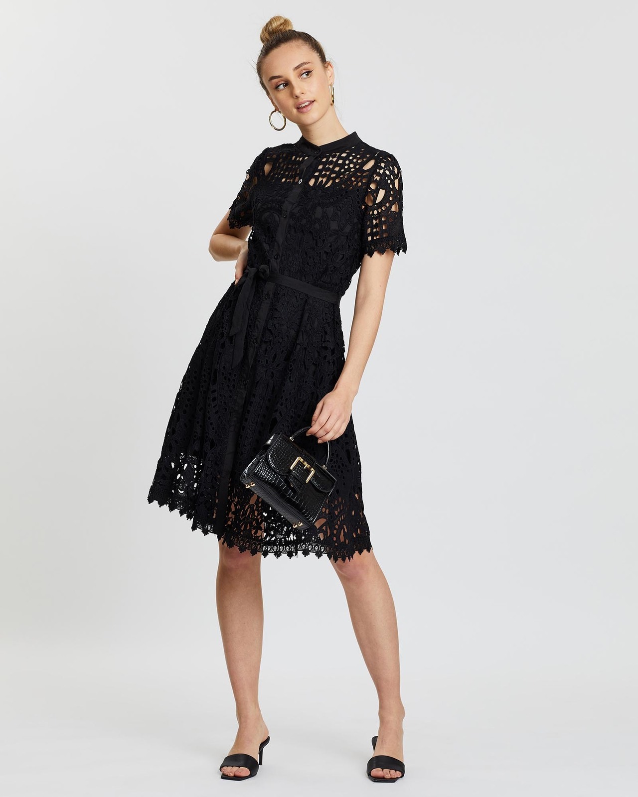 Bella Button Front Lace Dress