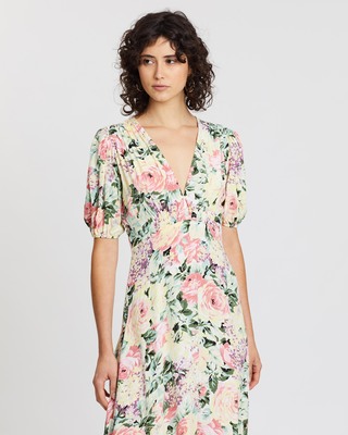 faithfull the brand vittoria midi dress Faithfull The Brand Vittoria Polka-dot Crepe Midi Dress In Pink