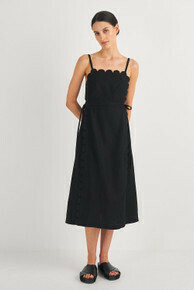 Linen Apron Dress-Black