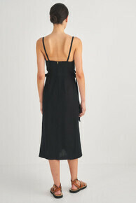 Linen Apron Dress-Black