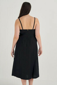 Linen Apron Dress-Black