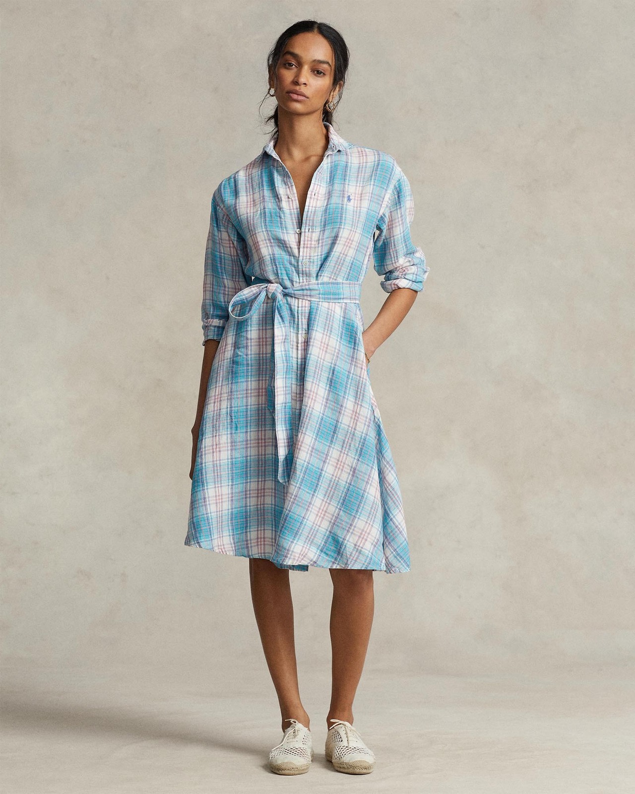 Polo Ralph Lauren Plaid Linen Shirtdress - THE - AirRobe