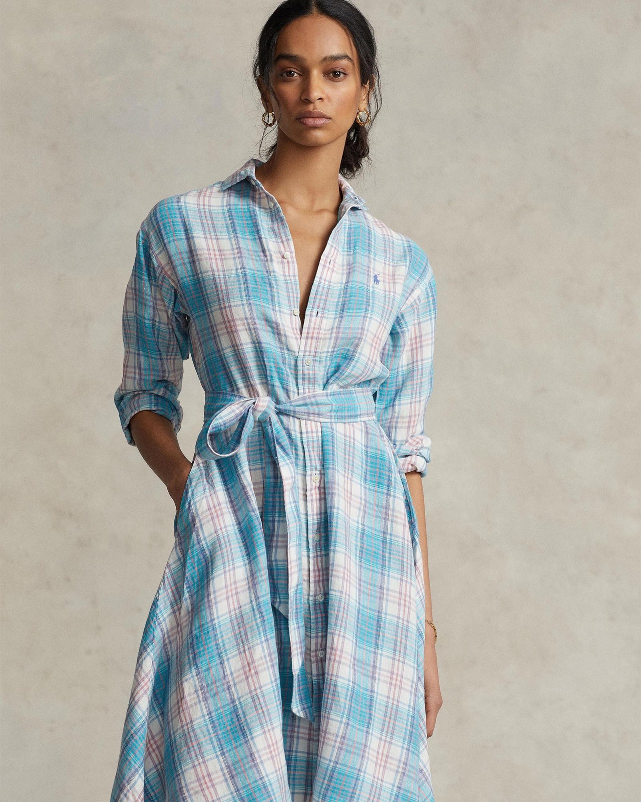 Plaid Linen Shirtdress - THE