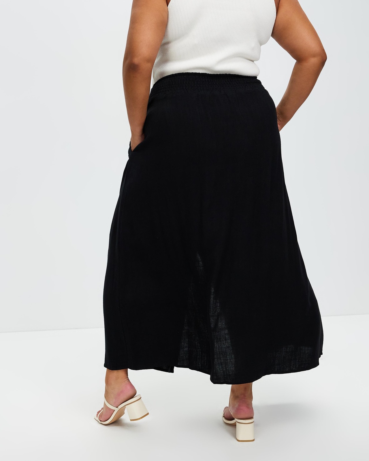 Tegan Button Front Midi Skirt
