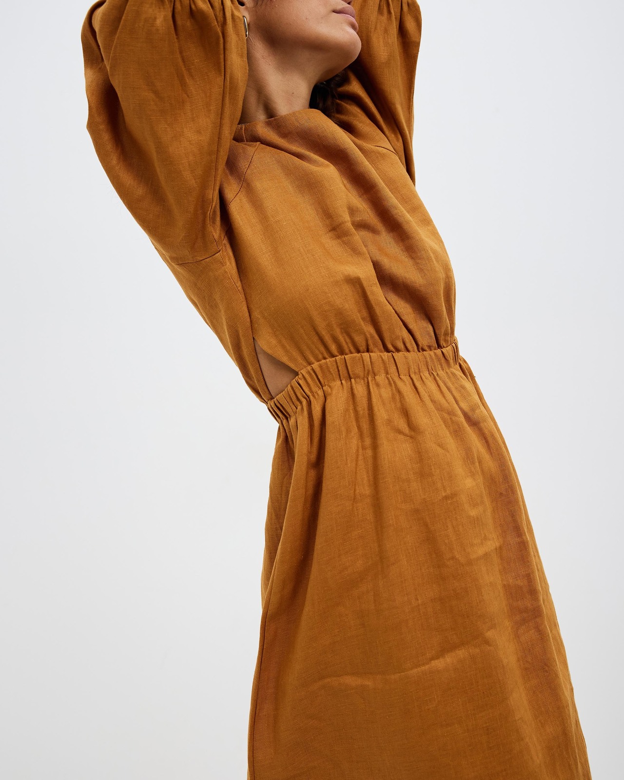 Cut Out Linen Midi Dress