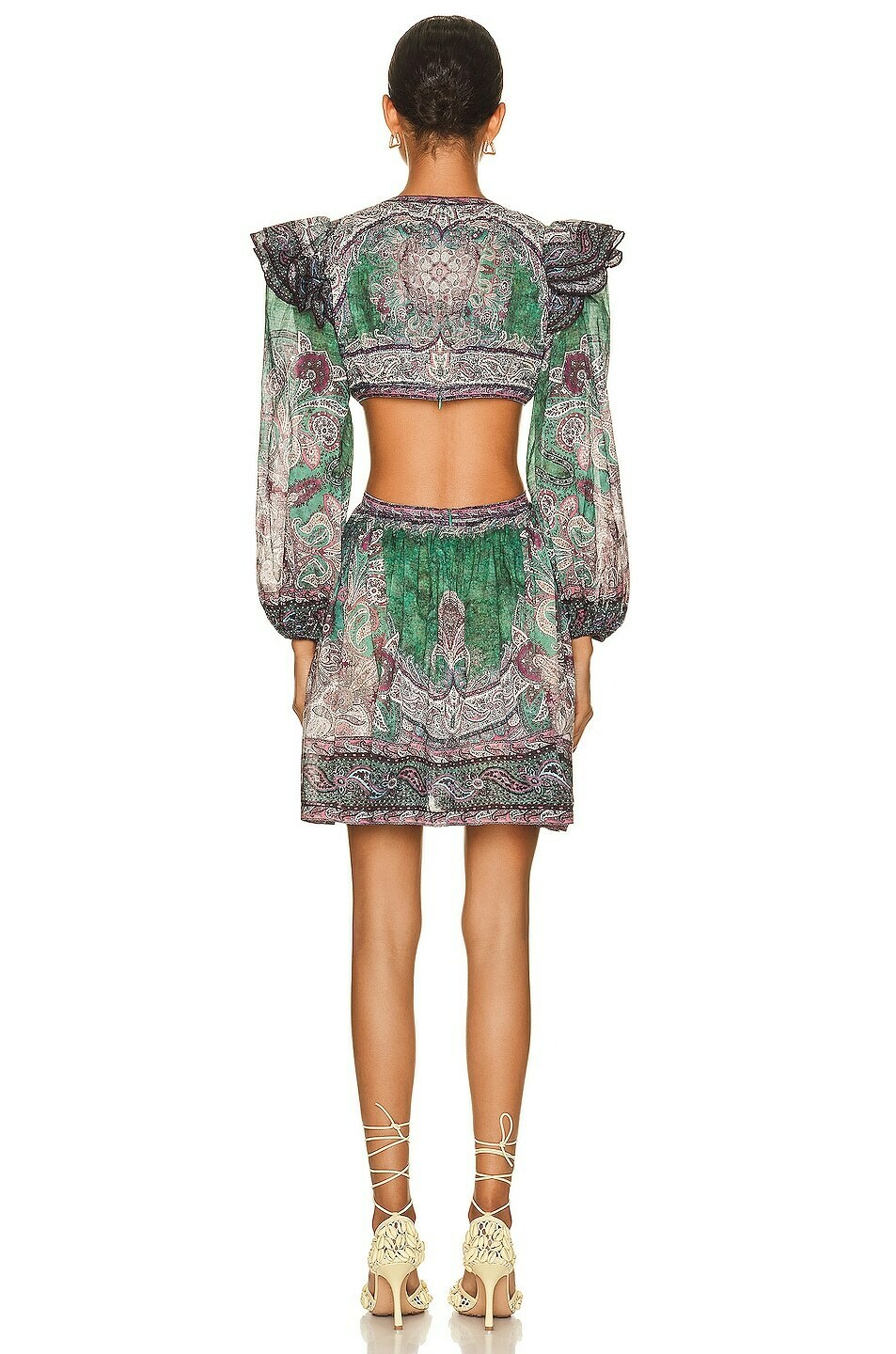 Zimmermann Zimmermann Ruffle Mini Dress in Teal Paisley - AirRobe