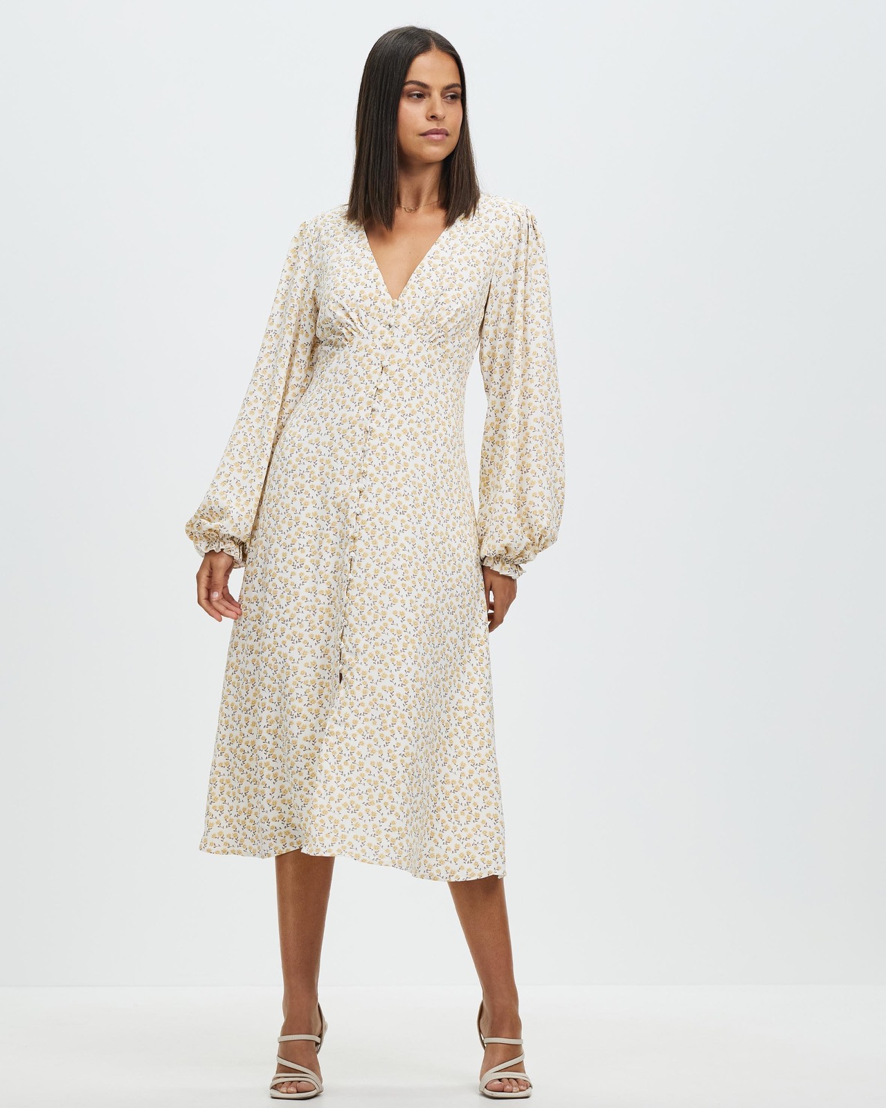 Estella Button Front Midi Dress