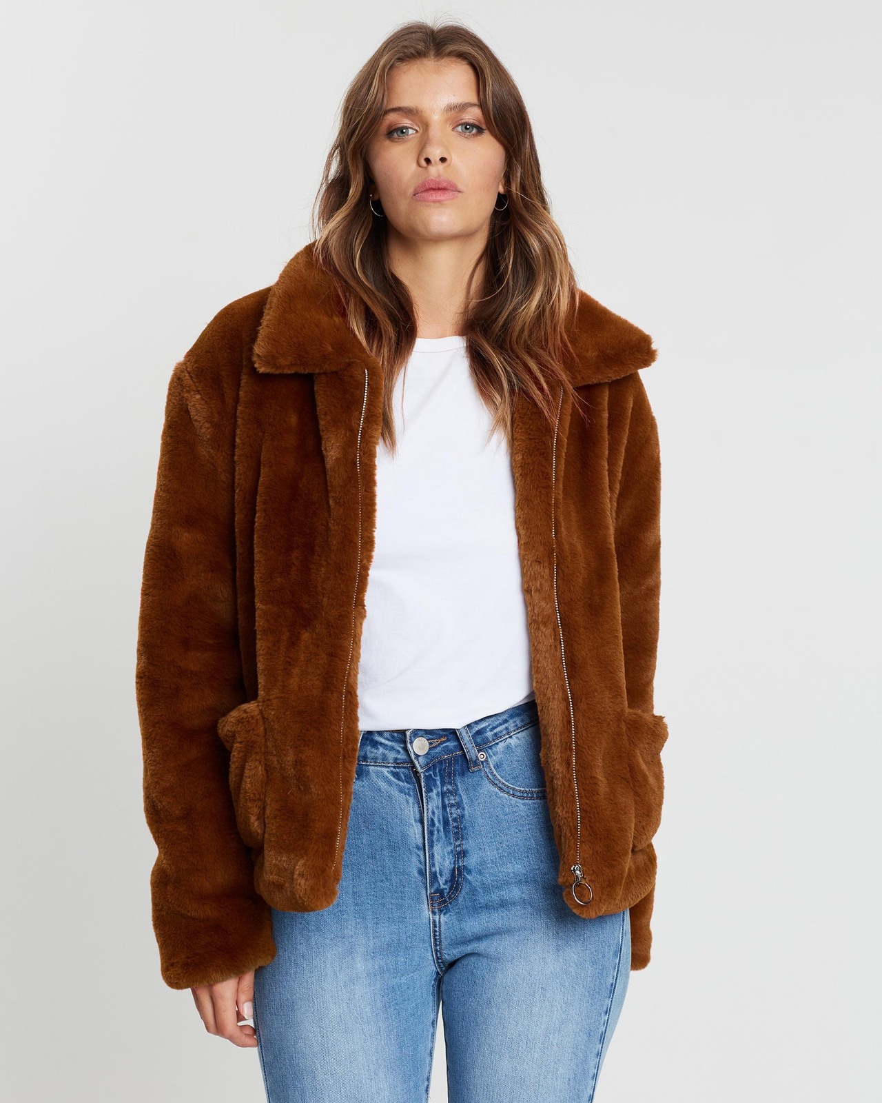 Jackie Zip Faux Fur Jacket