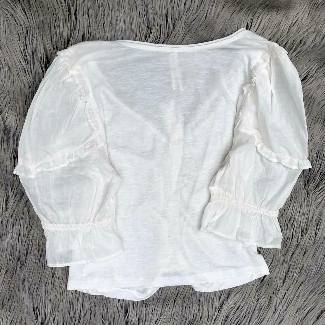 NWT Dreamy Anthropologie Ruched White Ruffle Top, Size M